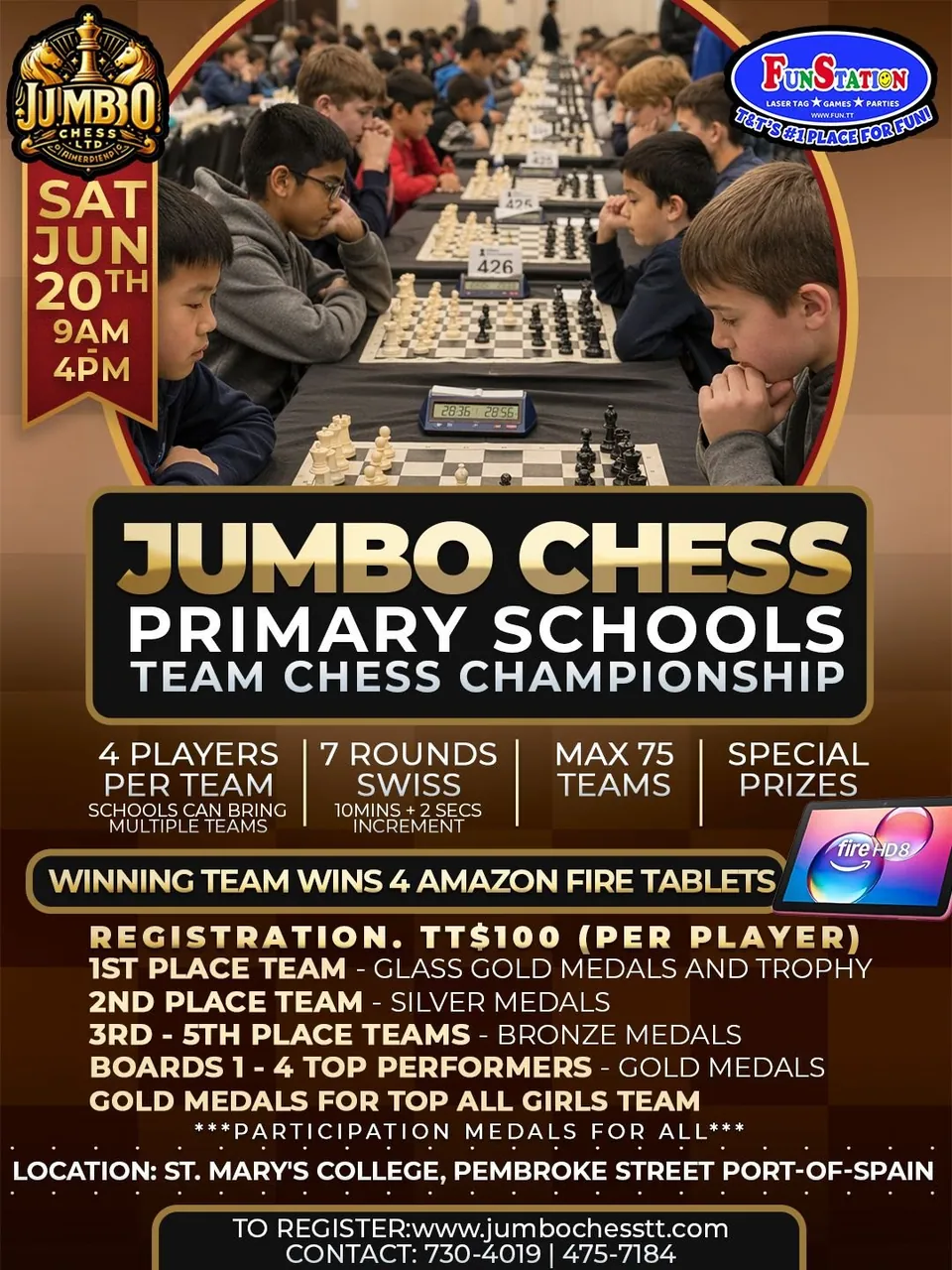 Jumbo Chess Open Primary Schools Team Chess Championship · June 2026 flyer