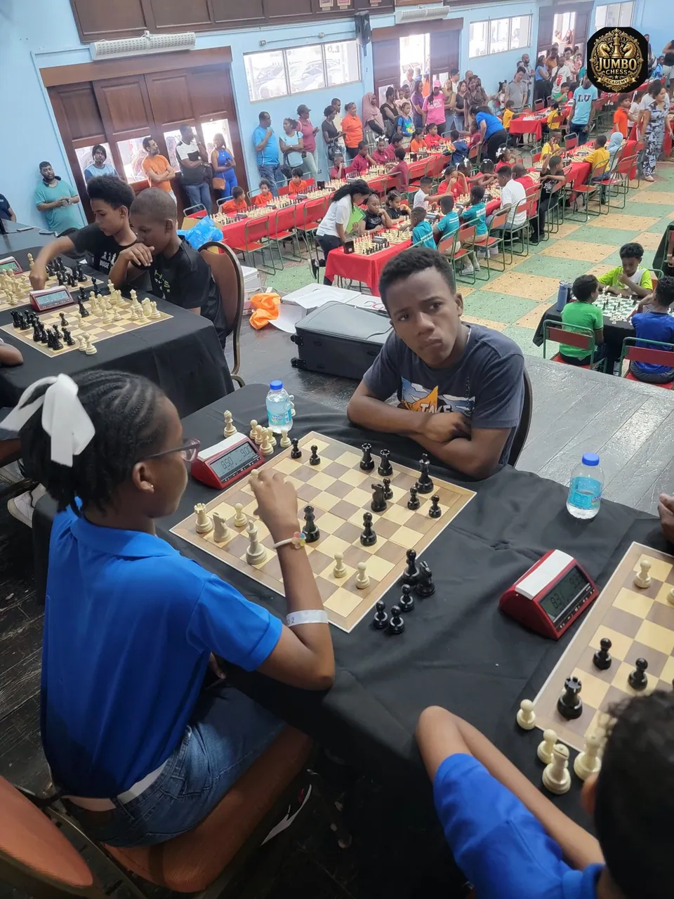 A chess club game at school